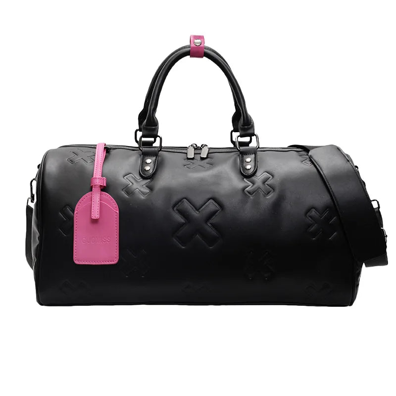 Damen PU Leder Gym & Travel Bag – Modische Fitness-, Yoga- & Reisetasche im Boston-Stil, Sport Duffle & Schulter Tote Bag