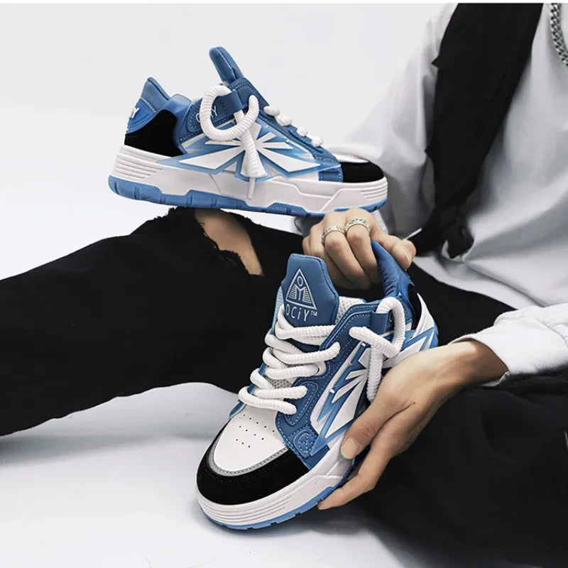 Akexiya Herren Sneaker – Zapatillas deportivas informales de diseñador con cuero de PU, zapatillas de plataforma, estilo skater, atmungsaktiv y komfortabel