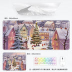 Weihnachtliche XXL PU Leder Schreibtischunterlage - Alfombrilla de ratón con dibujos animados Kawaii para ordenador, teclado y portátil 