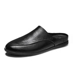 Herren Sommer Loafer aus echtem Leder – Atmungsaktive Half-Slipper Slip-On Driving Shoes, Bequeme Casual Schuhe für Alltag & Freizeit