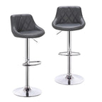 WOLTU Barhocker 2er Set aus PU-Leder oder Samt – Höhenverstellbare &amp; drehbare Tresenhocker mit Rückenlehne, Fußstütze &amp; Chromstahl-Gestell