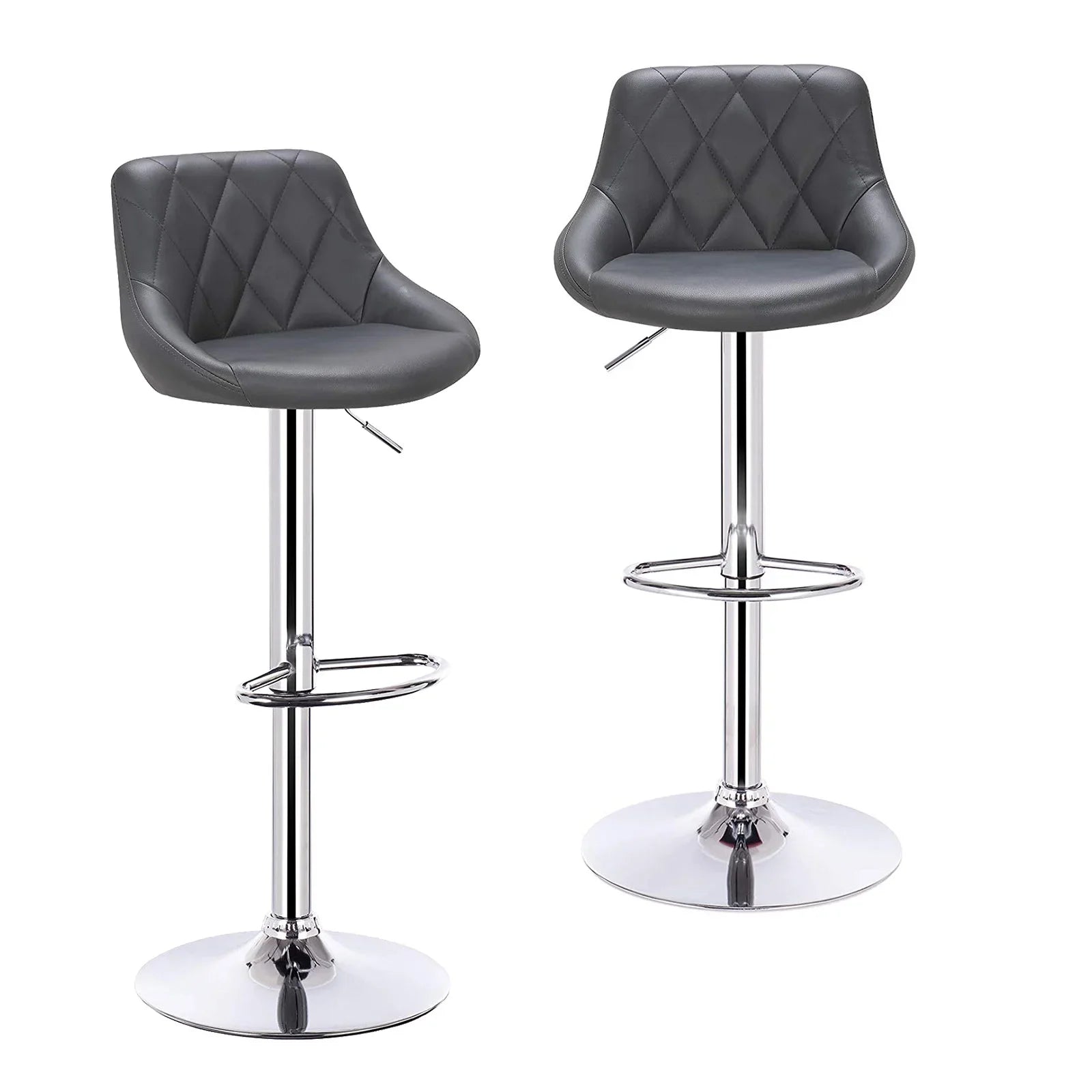 WOLTU Barhocker 2er Set aus PU-Leder oder Samt – Höhenverstellbare & drehbare Tresenhocker mit Rückenlehne, Fußstütze & Chromstahl-Gestell
