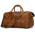 Vintage Reisetasche aus echtem Leder 52 cm - Große Crazy Horse Cowhide Travel Duffle mit Schultergurt, hochwertige Wochenendtasche für Herren 