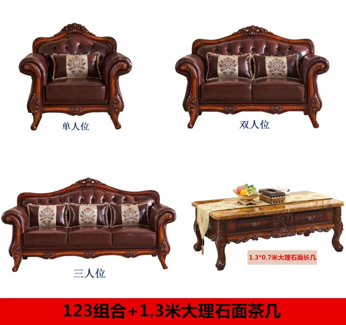 Luxuriöses Europa Ledersofa für Wohnzimmer – U-förmiges Designer-Sofa aus echtem Rindsleder & Massivholz im skandinavischen Stil