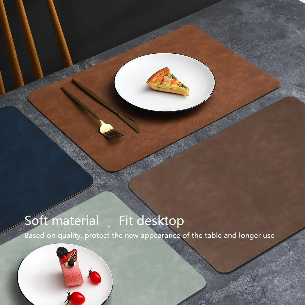 PU-Leder Tischsets in gewaschener Rindsleder-Optik – Hitzebeständige, wasserdichte & abwischbare Platzmatten für Küche & Party