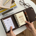 Vintage Leder-Notizbuch A7/M5 – Dreifach gefaltet, weich & nachfüllbar