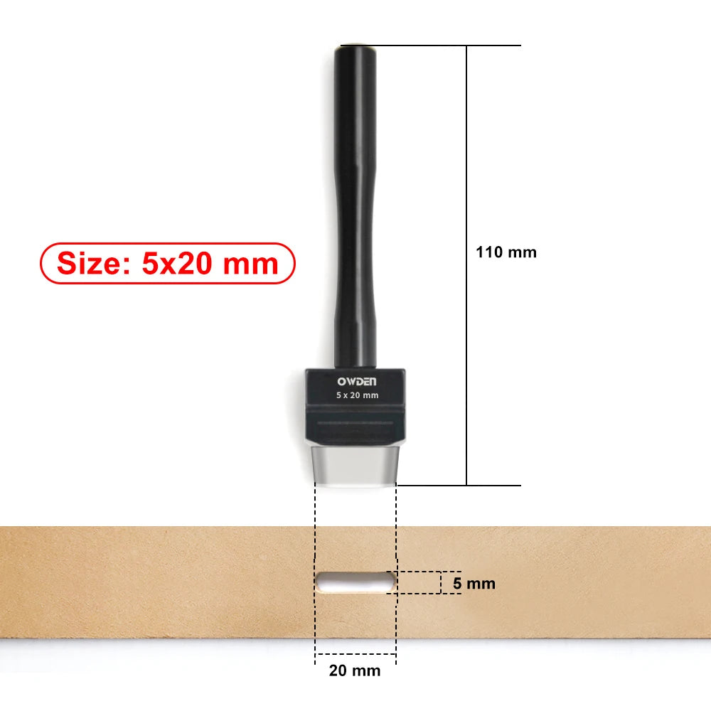 OWDEN Oblong Lederloch Stanzen Set – Ovale Hohlstanzer aus High-Carbon-Stahl für Gürtel, Riemen & Lederarbeiten (19 Größen)