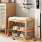 Geflochtener Schuhwechselhocker aus Massivholz – Sitzbarer Schuhhocker mit mehrlagigem Stauraum für Flur & Eingangsbereich