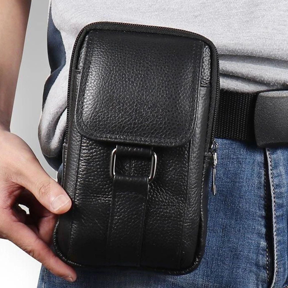 MOJOYCE Herren Leder Messenger & Bauchtasche – Tragbare Cowhide Crossbody Bag mit Multi-Fächern für Outdoor, Sport & Alltag