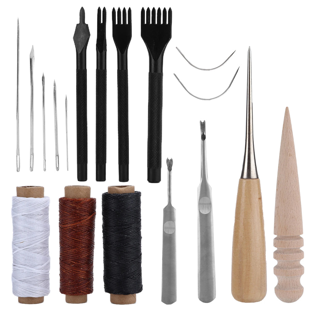 18-teiliges Leder Werkzeug Set – Vielseitiges Leder Nähset für Denim, Teppich, Polster & DIY Lederarbeiten