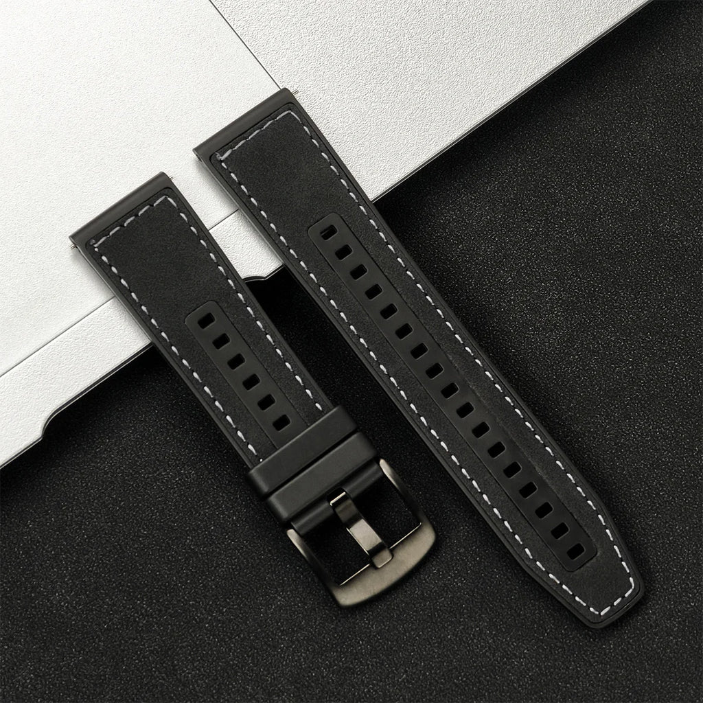 Brazalete de cuero vintage de 20 mm y 22 mm para Samsung Galaxy Watch 4–7 y Xiaomi Redmi Watch – Brazalete clásico para reloj inteligente con diseño dorado 