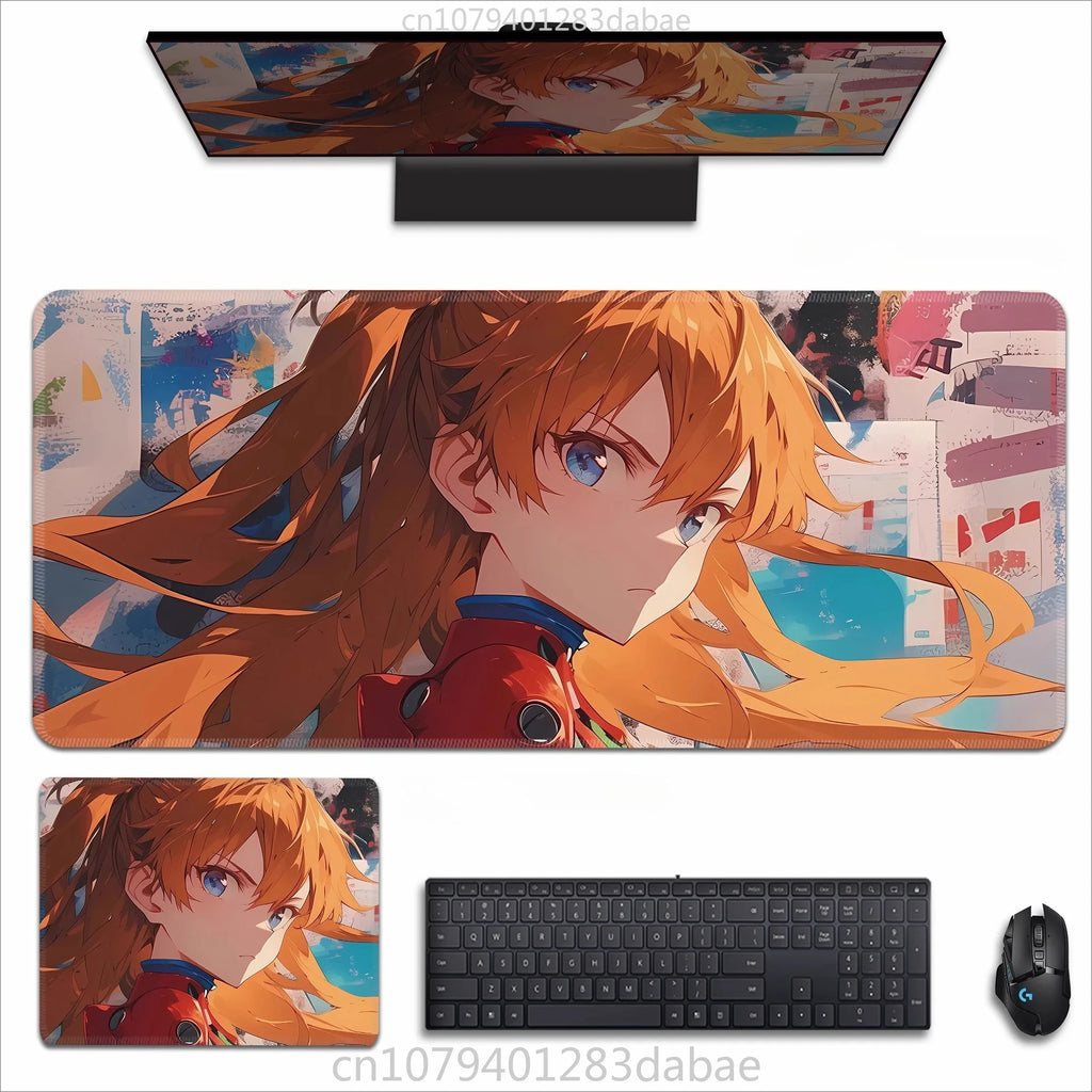 Asuka Langley XXL Anime Tapis de souris en cuir PU – Tapis de souris de jeu étanche au design Neon Genesis Evangelion