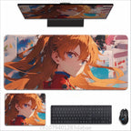 Asuka Langley XXL Anime Tapis de souris en cuir PU – Tapis de souris de jeu étanche au design Neon Genesis Evangelion