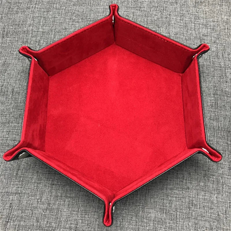 Faltbare Hexagon Dice Tray aus PU-Leder – Würfelschale für RPG, Tabletop & Brettspiele | Vielseitige Aufbewahrungsbox