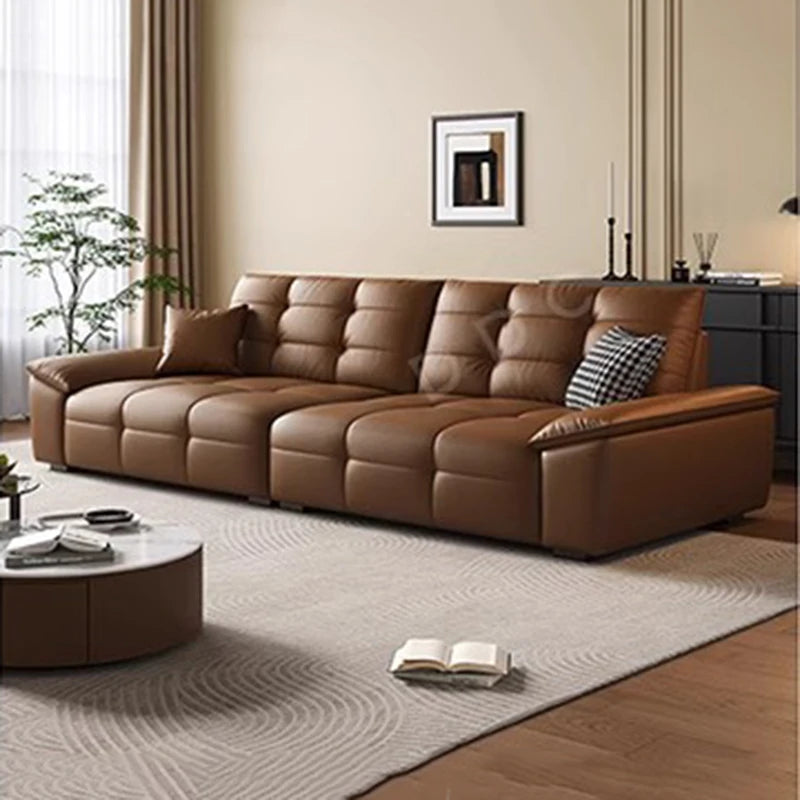 Luxus Sofa in Schwarz aus Echtleder – Italienisch inspiriertes, modernes Designer-Sofa mit Massivholzrahmen