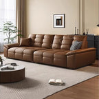 Luxus Sofa in Schwarz aus Echtleder – Italienisch inspiriertes, modernes Designer-Sofa mit Massivholzrahmen