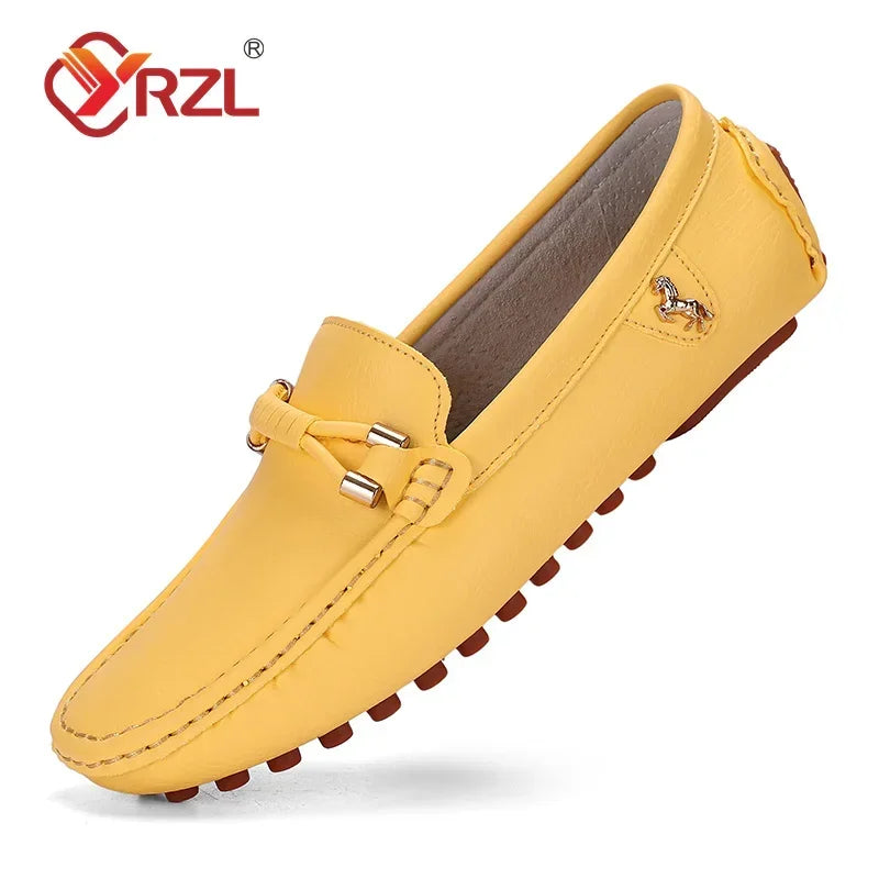 YRZL Herren Loafer 2025 – Handgefertigte Mokassins aus PU-Leder, Komfortable Slip-On Flats in Übergrößen bis 48