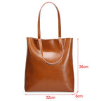 Große Damen Handtasche aus echtem Rindsleder – Vintage Tote Bag mit viel Stauraum für Büro, Alltag & Shopping