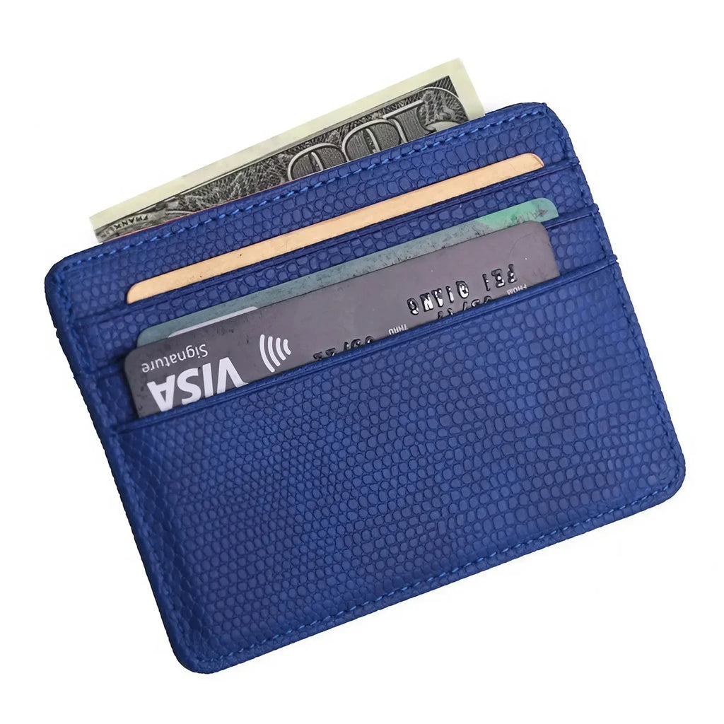 Mini Reise Kartenetui aus PU-Leder – Kompakte Geldbörse mit Echsenprägung, Sichtfenster & Reißverschluss für Damen & Herren