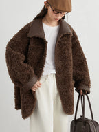 CHIC VEN Damen PU Leder Mantel 2025 – Wendbarer Kunstleder Midilängen-Mantel, lockerer Office-Look Overcoat für Herbst &amp; Winter 