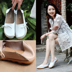 YBQJOO Damen Flats – Slip-On Mokassins aus echtem Leder, runde Zehen, bequeme Loafers für Alltag, Pflege & Plus Size 33-50