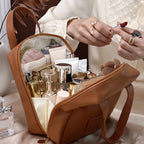 PU Kosmetiktasche mit Griff – Wasserdichte Make-up &amp; Kulturbeutel, multifuncional, leicht &amp; kompakt