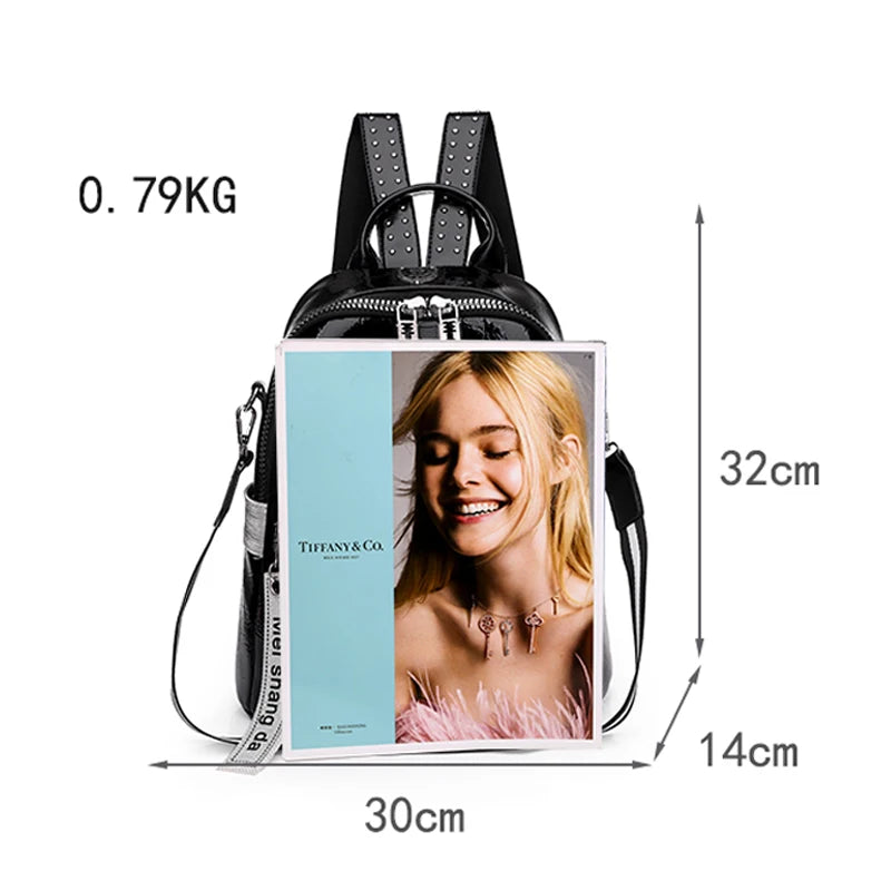 KMFFLY Damen Fashion Rucksack aus PU Leder – Designer Backpack mit reflektierenden Details, Casual Schul- & Reiserucksack für Mädchen & Frauen