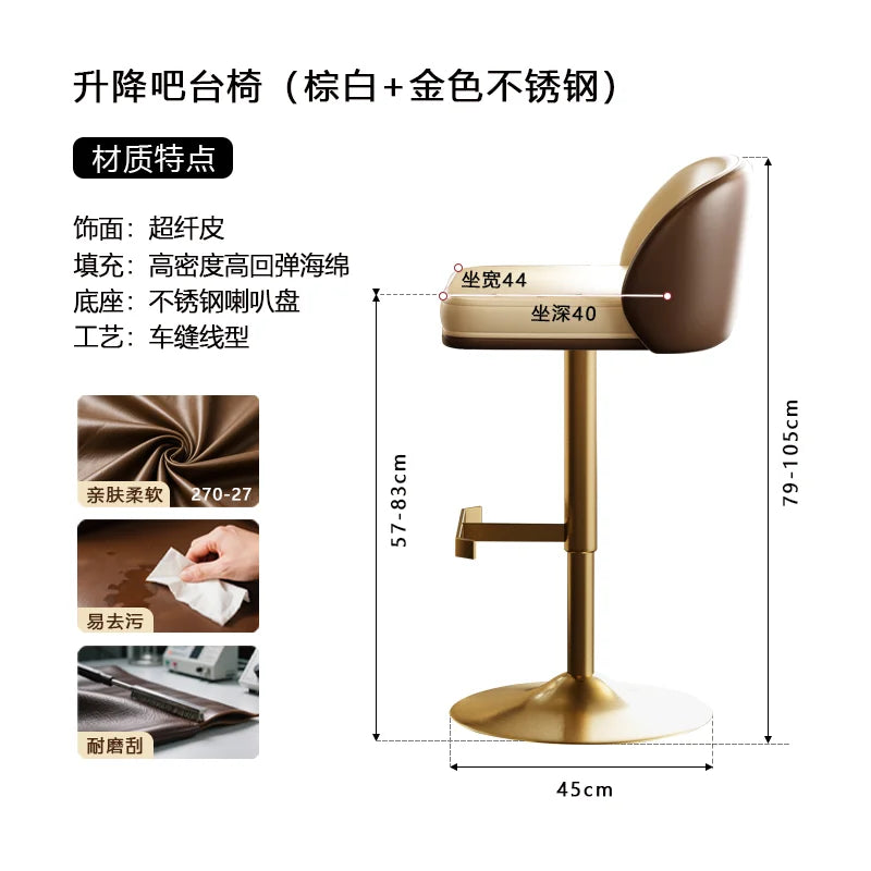 Moderner Barstuhl aus Leder & Metall – Minimalistischer Design-Barhocker in Weiß-Creme für Küche, Bar & Restaurant