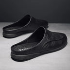 Herren Sommer Loafer aus echtem Leder – Atmungsaktive Half-Slipper Slip-On Driving Shoes, Bequeme Casual Schuhe für Alltag & Freizeit