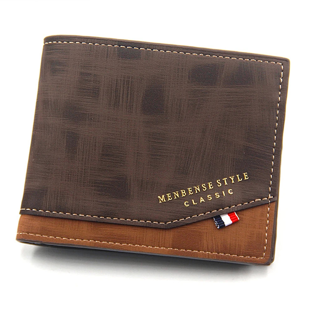 Kurze Herren Geldbörse – Slim Wallet mit Münzfach, Photofach &amp; Kartenhaltern aus Frosted PU-Leder