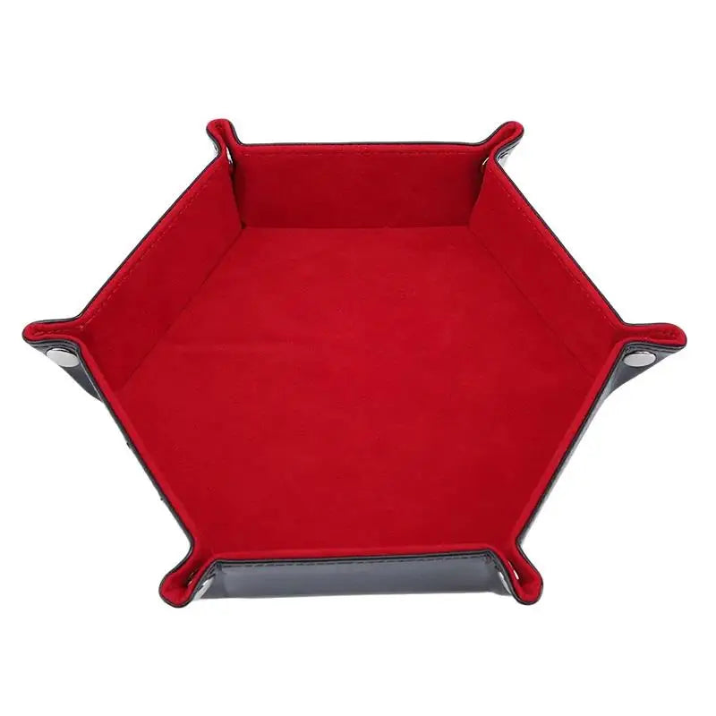 Sechseckiger Leder Würfeltray – Faltbare PU-Leder Dice Tray mit Samt-Innenfläche für Tabletop Gaming & Büro-Organisation