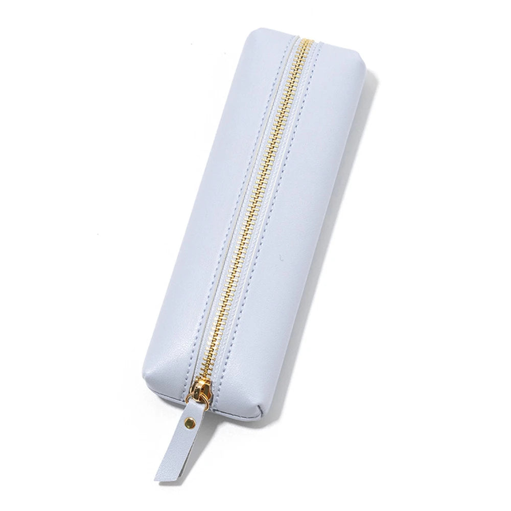 Großes PU Leder Federmäppchen mit Reißverschluss – Koreanischer Stiftebeutel mit viel Stauraum für Schule &amp; Büro 