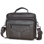 LACHIOUR Herren Leder-Umhängetasche – Echtes Cowhide Messenger Bag für Tablet, Arbeit & Reisen, Coffee-Braun