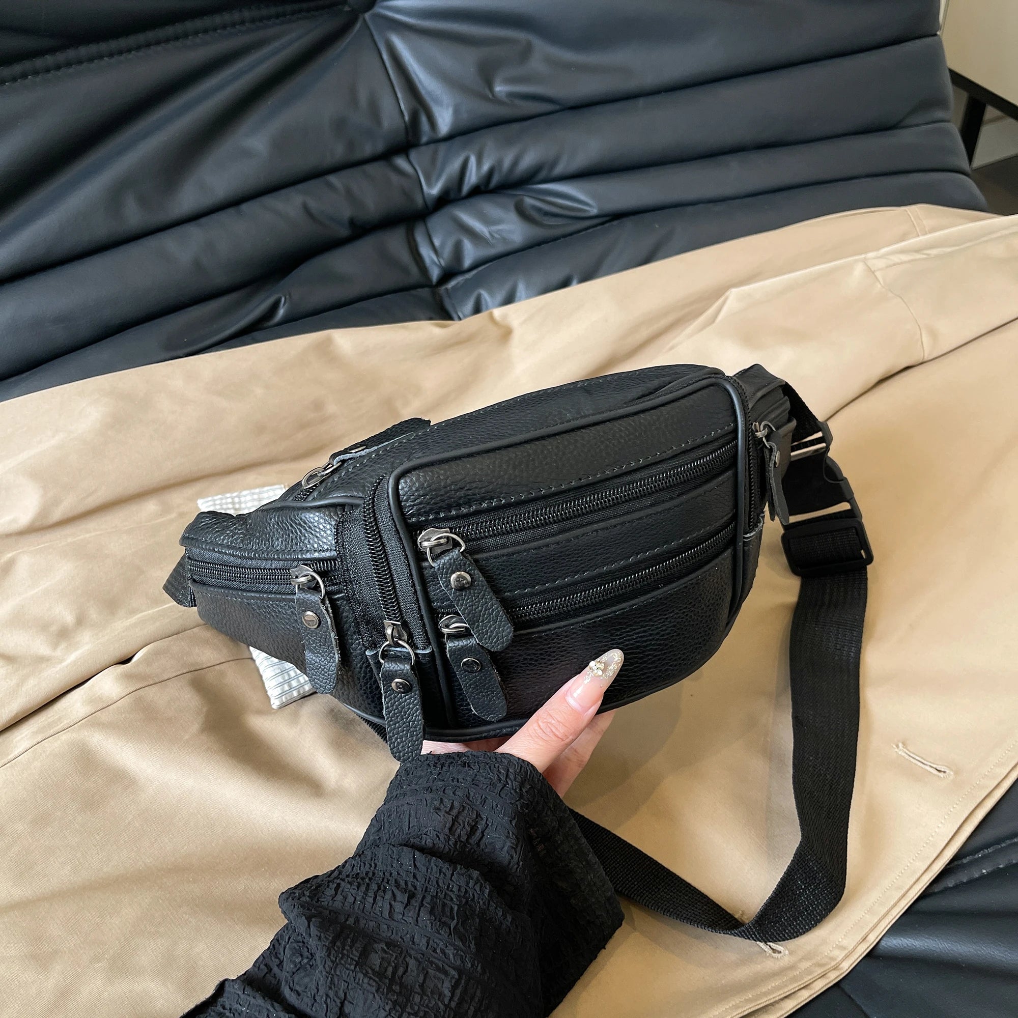 AEROCANDY Damen Leder Bauchtasche – Fashion Fanny Pack, Casual Crossbody & Chest Bag aus Echtem Leder