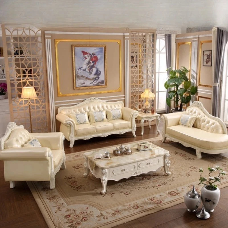 Luxuriöses Europa Ledersofa für Wohnzimmer – U-förmiges Designer-Sofa aus echtem Rindsleder & Massivholz im skandinavischen Stil