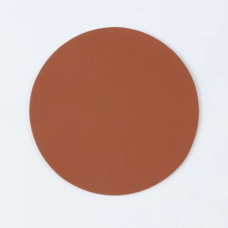 Runde & quadratische Leder-Untersetzer – Schlichte, stilvolle Coaster in Uni-Farben | Wasserdicht & hitzeisolierend für Tisch & Zuhause