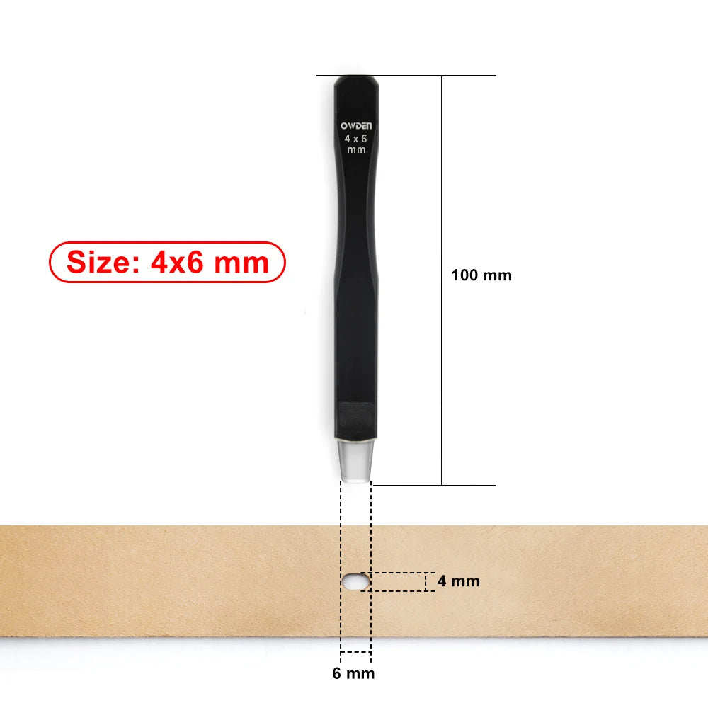 OWDEN Oblong Lederloch Stanzen Set – Ovale Hohlstanzer aus High-Carbon-Stahl für Gürtel, Riemen & Lederarbeiten (19 Größen)