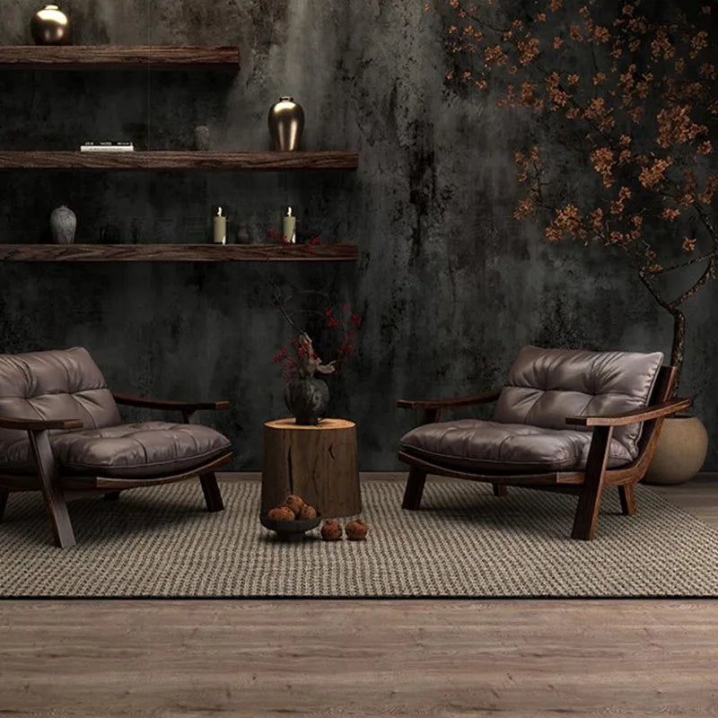 Moderner Leder-Thronsessel mit Armlehnen – Ergonomischer Luxus-Wohnzimmerstuhl aus Massivholz für Salon, Living Room & Entspannung