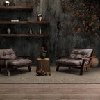 Moderner Leder-Thronsessel mit Armlehnen – Ergonomischer Luxus-Wohnzimmerstuhl aus Massivholz für Salon, Living Room & Entspannung