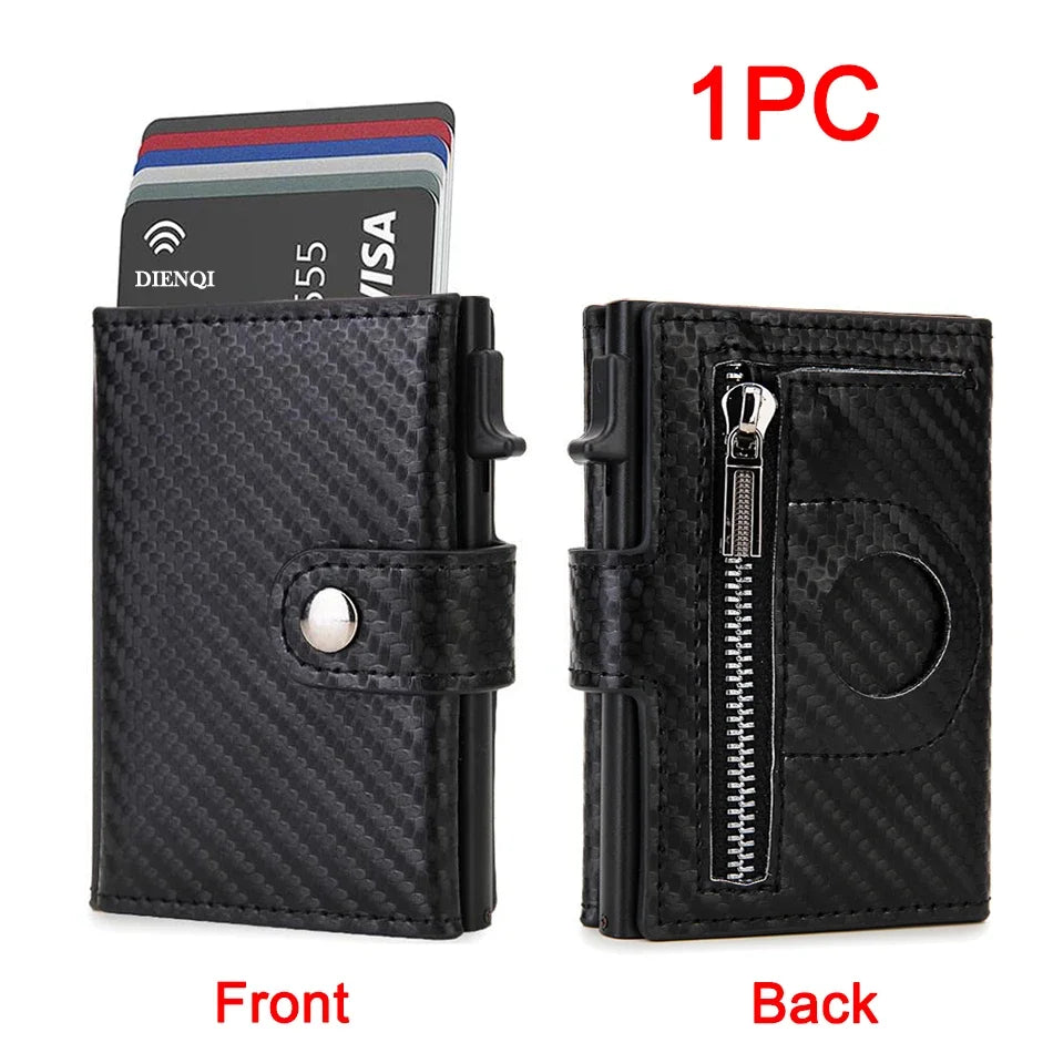 SMILEY SUNSHINE Herren RFID Carbon Fiber Mini Wallet – Slim Kreditkartenhalter mit AirTag Fach, Luxus Minimalistische Geldbörse