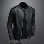 Herren PU Lederjacke mit Stehkragen – Slim Fit Motorradjacke im Casual Biker-Stil für Frühling & Herbst