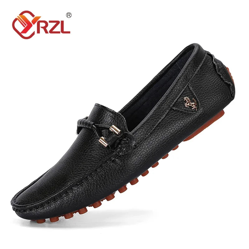 YRZL Herren Loafer Slip-On – Atmungsaktive Moccasins aus PU Leder in Weinrot, bequeme Driving Shoes bis Größe 48