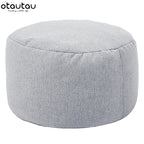 OTAUTAU Runder Sitzpouf aus Baumwoll-Leinen (30 cm) – Bean Bag Ottoman mit Füllung, minimalistischer Fußhocker & Tatami Bodensitz