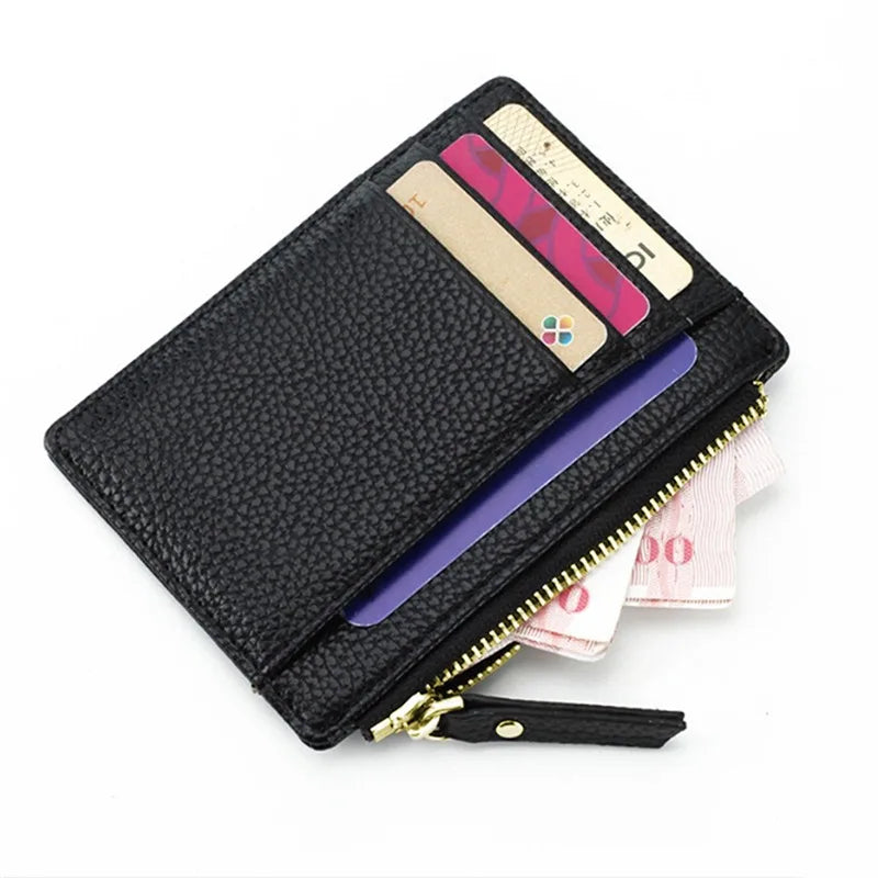 STACEYO Mini Wallet aus PU-Leder – Ultra-dünner Kartenhalter mit Reißverschluss &amp; Münzfach für Damen &amp; Herren 