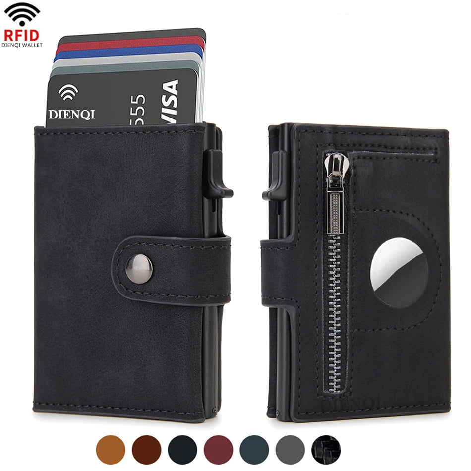 SMILEY SUNSHINE Herren RFID Carbon Fiber Mini Wallet – Slim Kreditkartenhalter mit AirTag Fach, Luxus Minimalistische Geldbörse