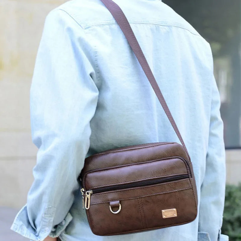 Herren PU-Leder Crossbody &amp; Schultertasche: bolso bandolera de negocios, riñonera y bolso de moda