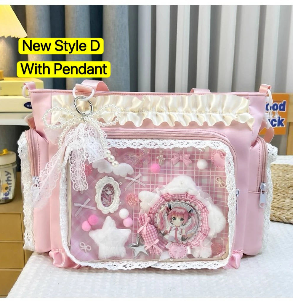 Y2K Ita Bag Damen – Sac fourre-tout transparent et bandoulière au style japonais Lolita, grand sac fourre-tout DIY Display 