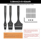 WUTA 3G Plancha para pinchar cuero con Wechselkopf – Professionelles Lederlochwerkzeug aus 4Cr13 Stahl, Austauschbare Chisel- &amp; Punch-Köpfe para bricolaje Lederarbeiten 