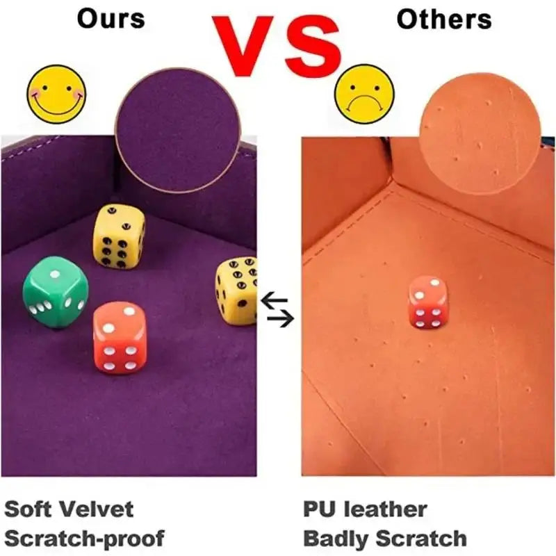 Sechseckiger Leder Würfeltray – Faltbare PU-Leder Dice Tray mit Samt-Innenfläche für Tabletop Gaming & Büro-Organisation