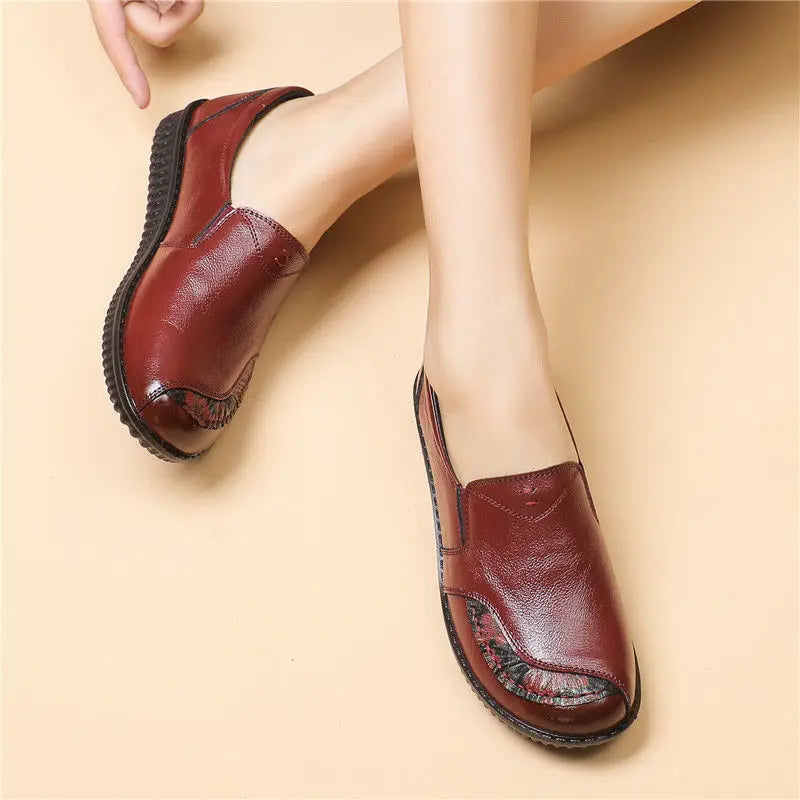 Lorilury Damen Leder Ballerinas – Handgefertigte Vintage Flats, Elegante Loafers und Moccasins für Freizeit & Alltag